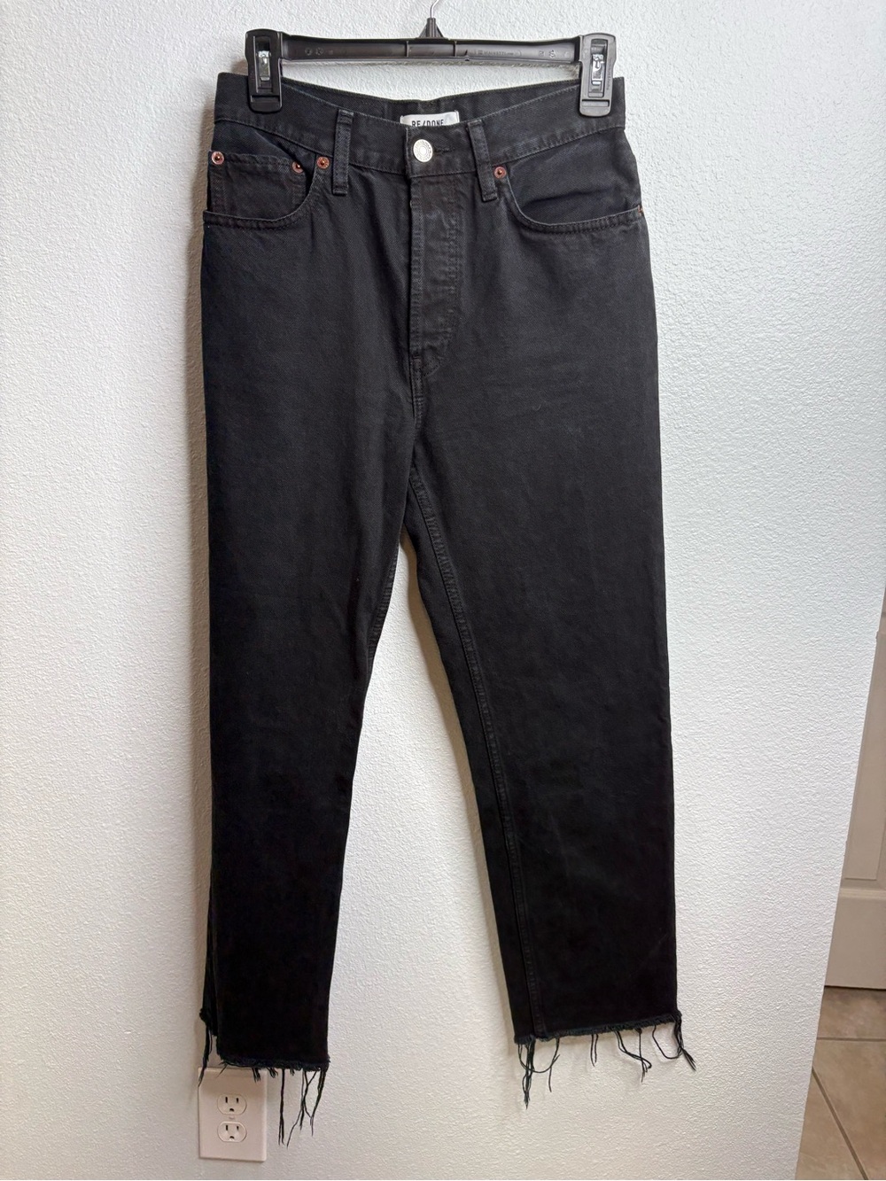 Re/Done Size 26 Raw Hem Black Jeans